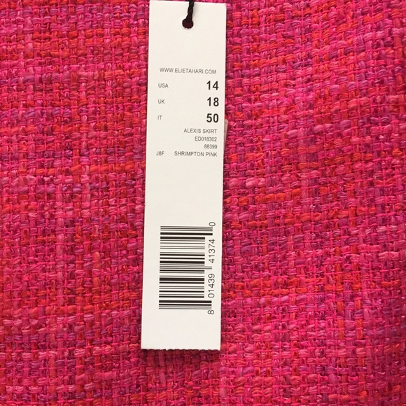 Elie Tahari Alexis bright pink tweed skirt - Picture 4 of 7